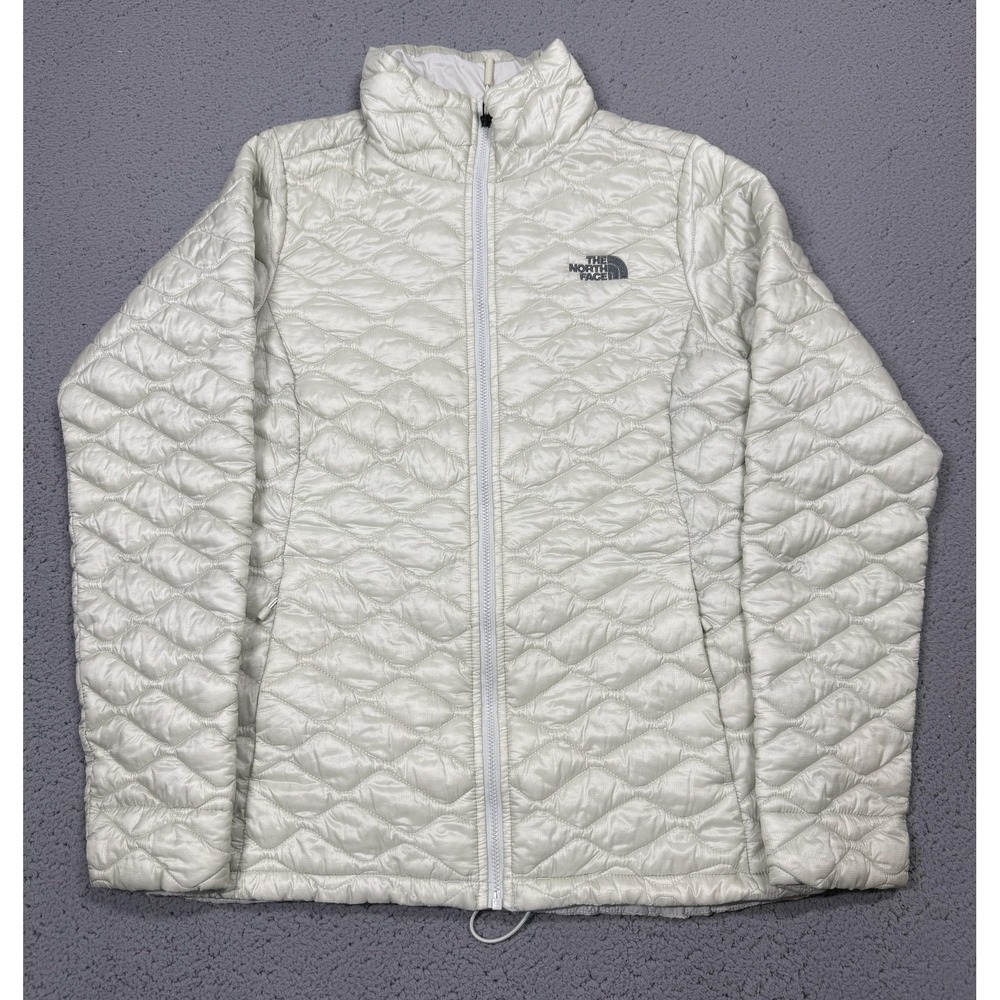 The North Face ThermoBall Jacket Womens Small White Quilted Full Zip NF0A3KU3